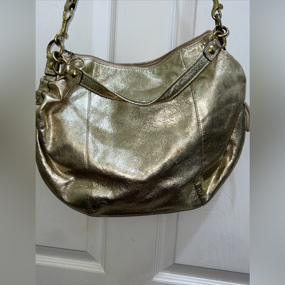 Coach Poppy Metallic Gold with Pink Lining - Picture 2 of 13